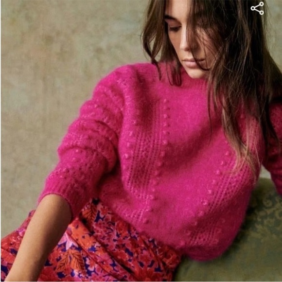 Sezane Come Jumper bright pink fuchsia Size Small - Picture 2 of 7